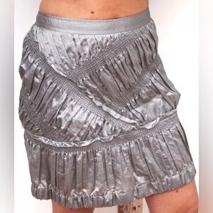 Burberry Prorsum Silk Silver Pleated Skirt Size EU 44 NWT